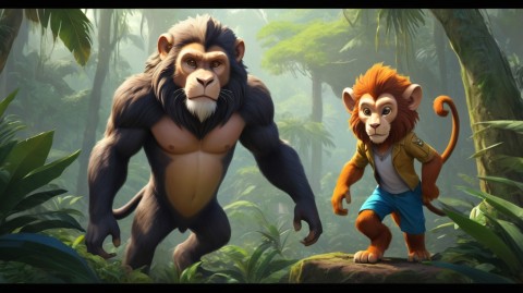 Lion and a Monkey
